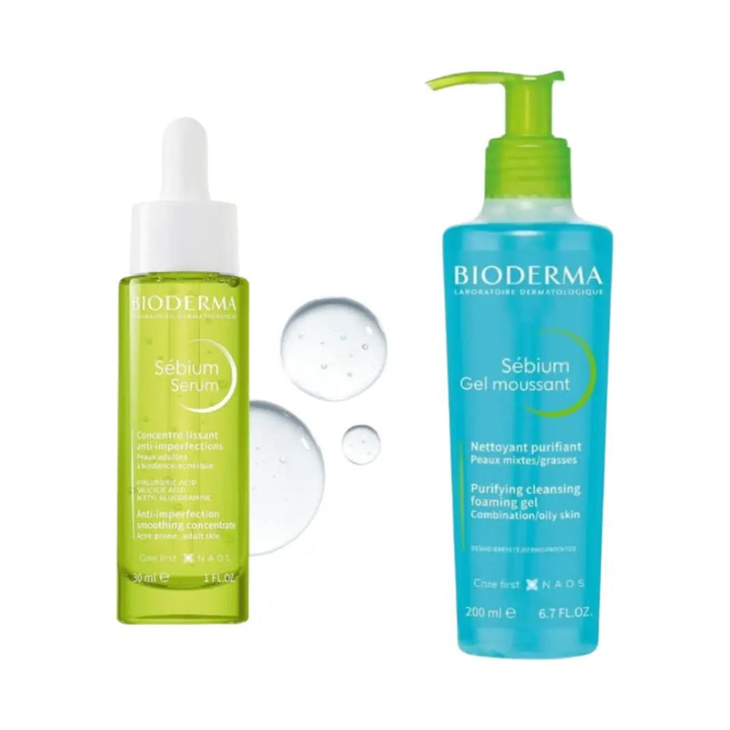 Bioderma Sebium Moussant Gel Pump 200ML +  Bioderma Sebium Serum 30ML Offer
