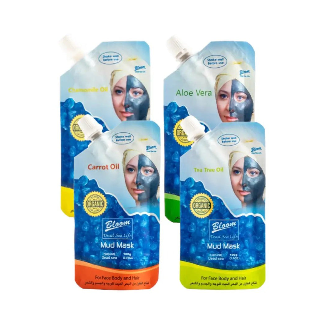 Super Combo Offer : Bloom Mud Mask Aloe Vera + Chamomile Oil + Carrot Oil + Tea Tree Oil 100G