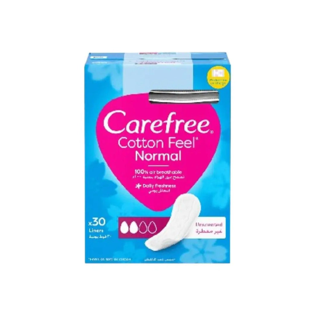 Carefree Cotton Feel Normal Pantyliners Unscented Single Wrapped 30s