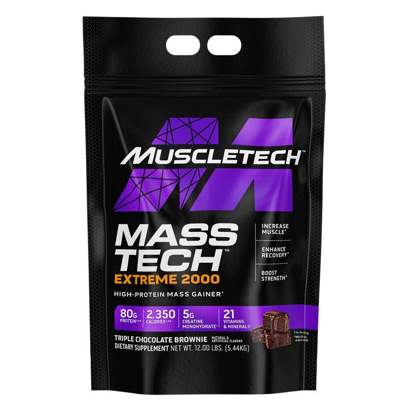 مكمل غذائي Masstech Extreme 2000 من شركة MUSCLETECH، 12 رطلاً، شوكولاتة ثلاثية، 10 حصص
