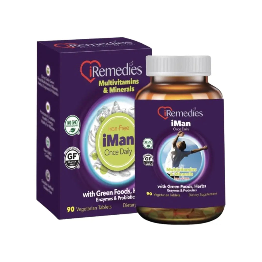 iRemedies iMan Once Daily Men’s Multivitamin 90 Veg Tablets – Daily supplement for men’s health and energy