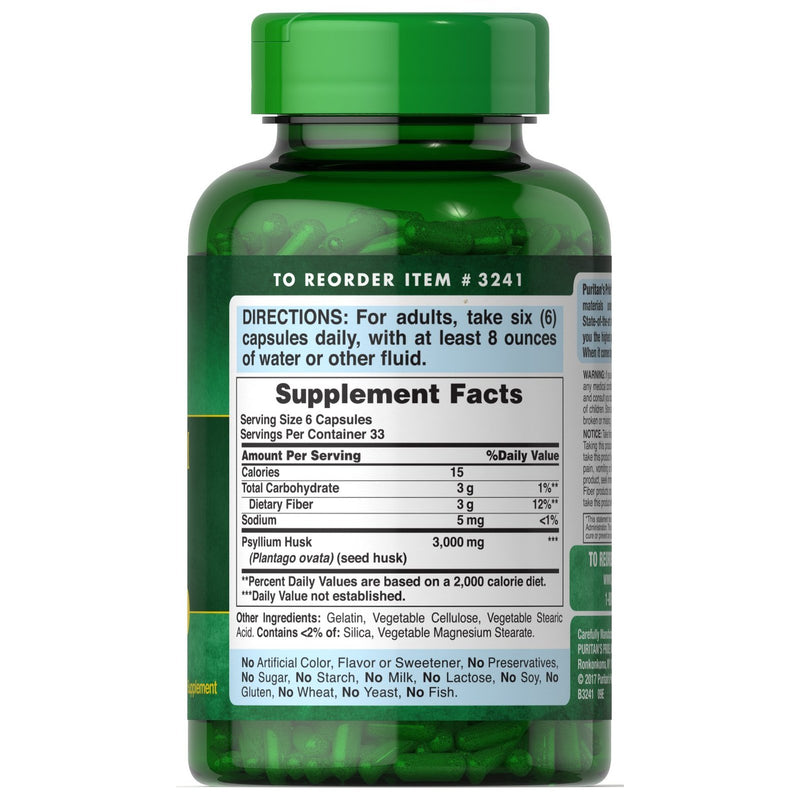 Puritan's Pride Psyllium Husks 500 mg 200s - Med7 Online