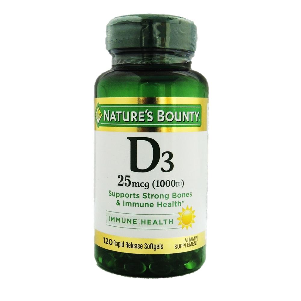 Nature's Bounty Vitamin D3 1000IU Softgels 120's - Med7 Online