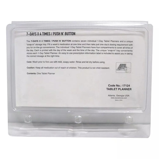 Ezycare 7 Days 4 Times Push N' Button Tablet Planner 17124 - Med7 Online