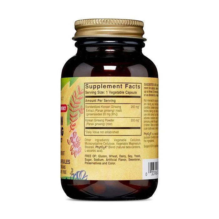 SOLGAR SFP KOREAN GINSENG ROOT EXTRACT VEGETABLE CAPSULES 60S - Med7 Online