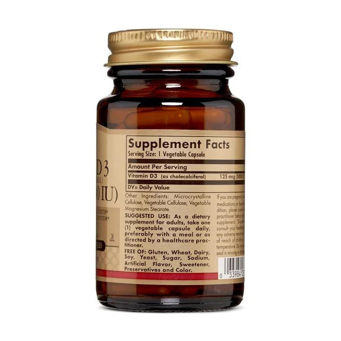 VITAMIN D3 (CHOLECALCIFEROL) 125 MCG (5,000 IU) VEGETABLE CAPSULES - Med7 Online
