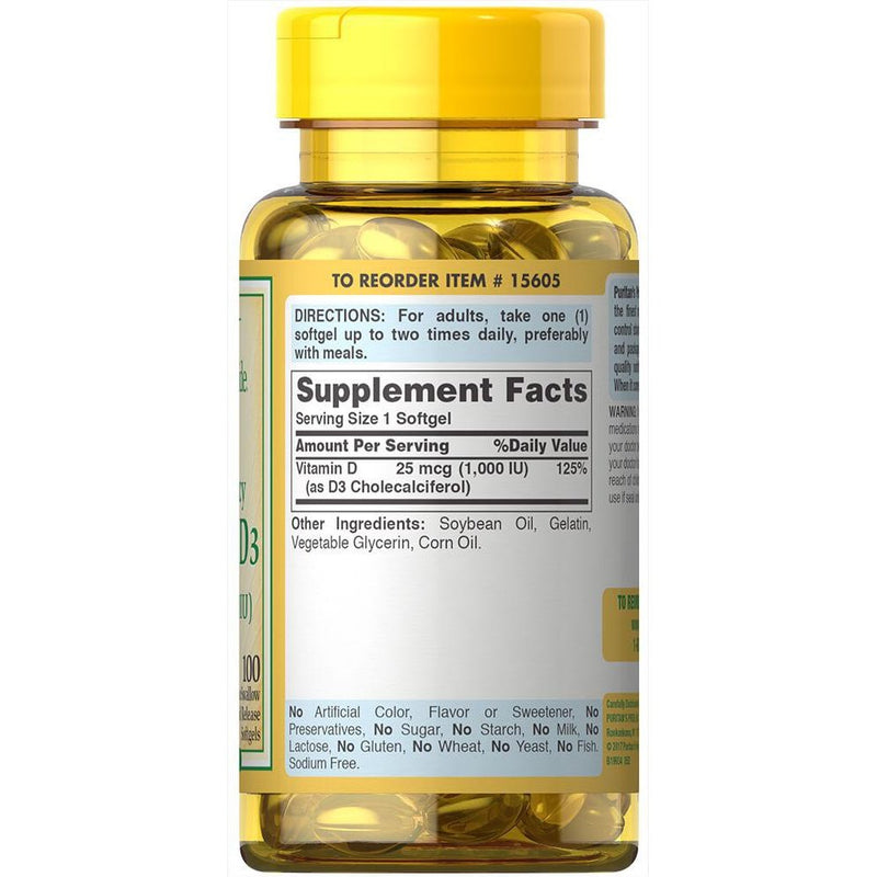 Puritan's Pride Vitamin D3 25 mcg (1000 IU) - Med7 Online