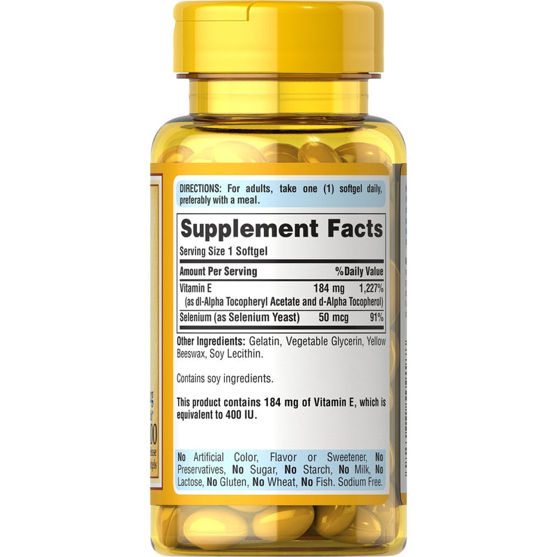 Puritan's Pride Vitamin E-400 IU with Selenium 50 mcg 100s - Med7 Online