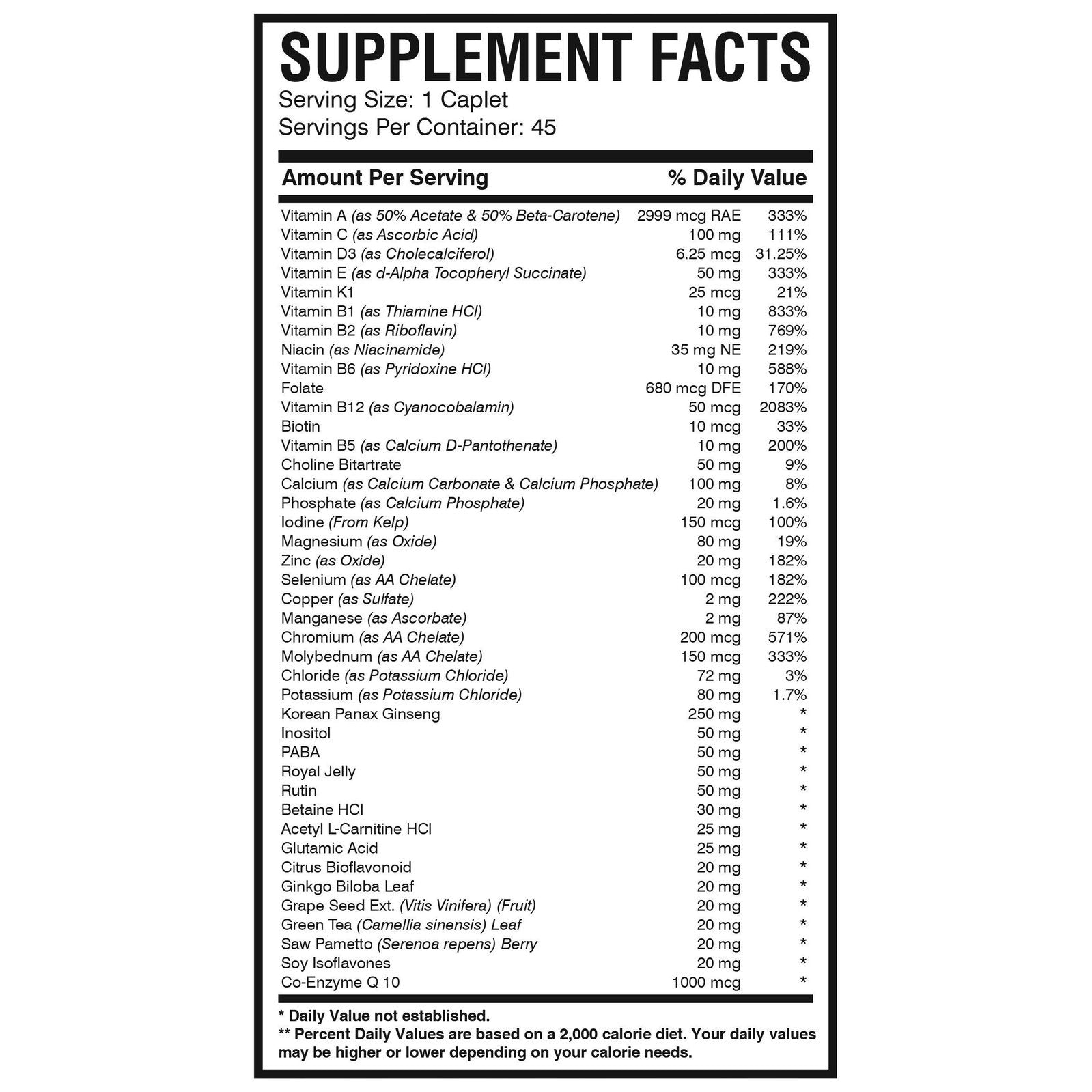 AMS Men's Multi-NRG ONE-A-DAY Multi Vitamin - 45 Tablets