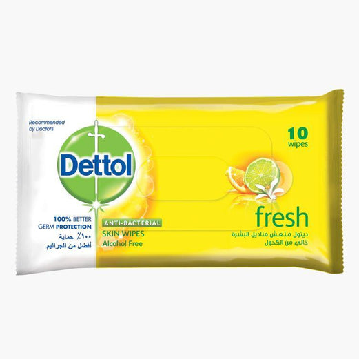 Dettol Anti-Bacterial Skin Wipes Fresh, 10 pcs - Med7 Online