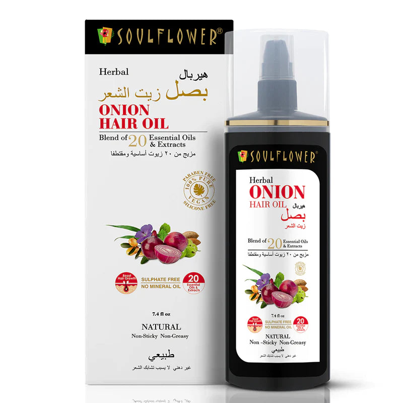 Soulflower Herbal Onion Hair Oil for All Hair Types, 220ml