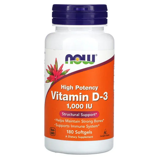 Now , Vitamin D-3 High Potency , 1,000 IU, 180 Softgels - Med7 Online