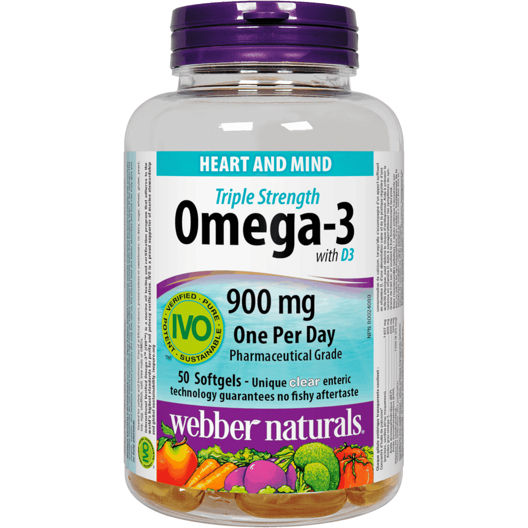 Omega-3 with Vitamin D3 900 mg EPA/DHA Triple Strength 50 Softgels - Med7 Online