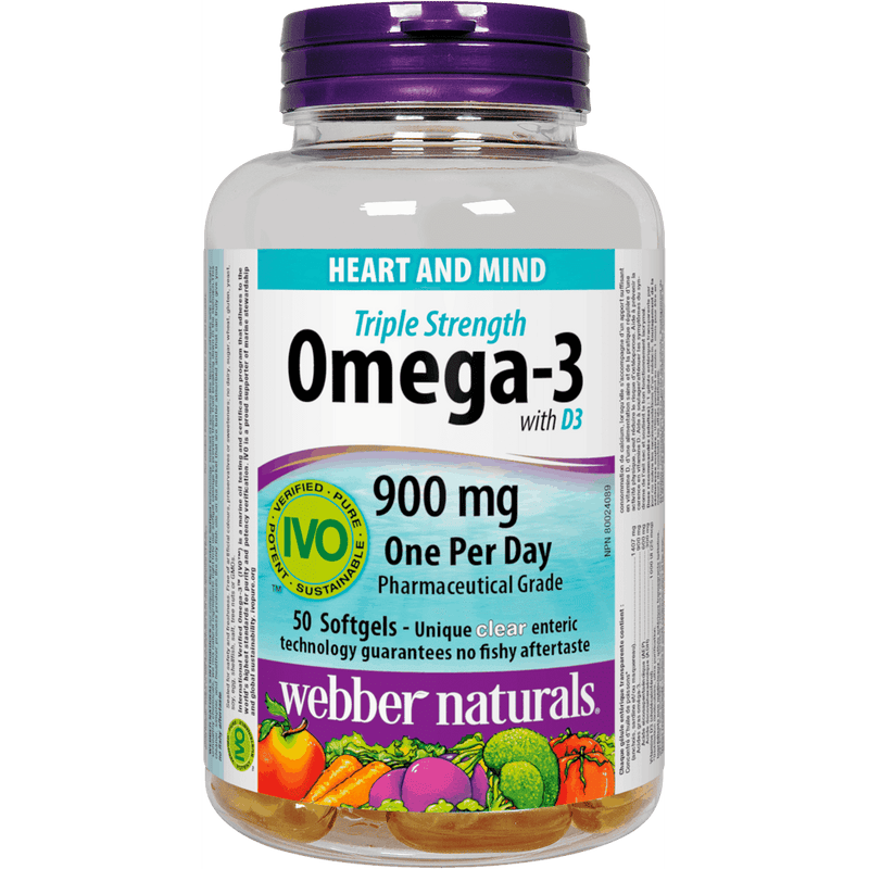 Omega-3 with Vitamin D3 900 mg EPA/DHA Triple Strength 50 Softgels - Med7 Online