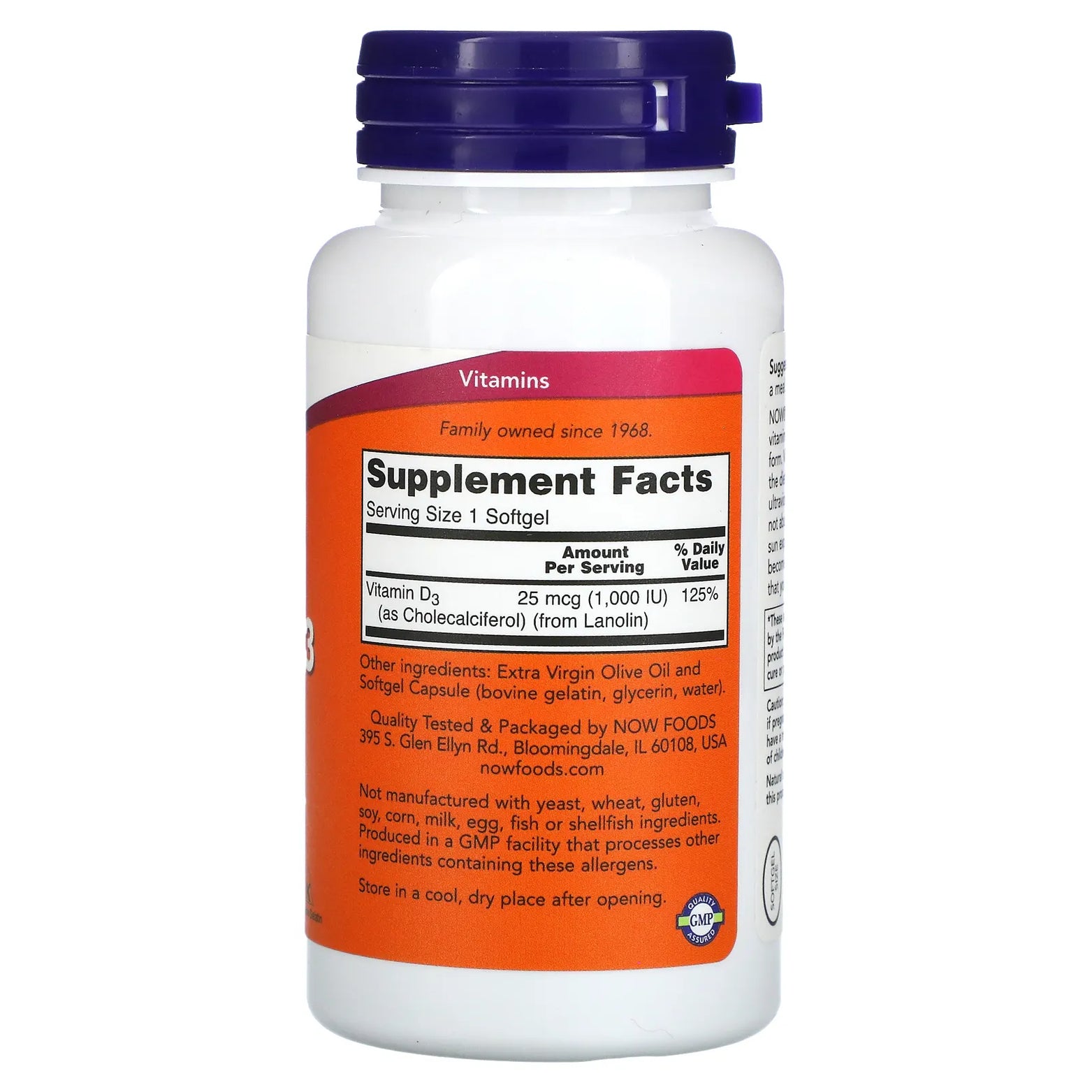 Now , Vitamin D-3 High Potency , 1,000 IU, 180 Softgels - Med7 Online