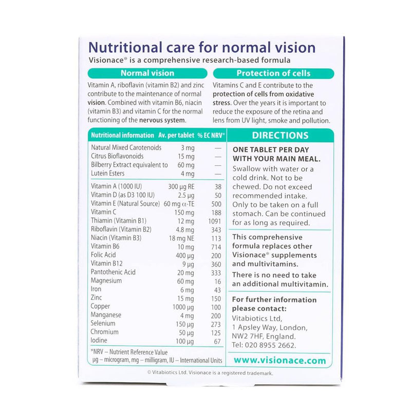 VITABIOTICS Visionace healthy eyes & good vision tablets 30's - Med7 Online