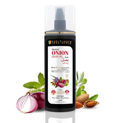 Soulflower Herbal Onion Hair Oil for All Hair Types, 220ml