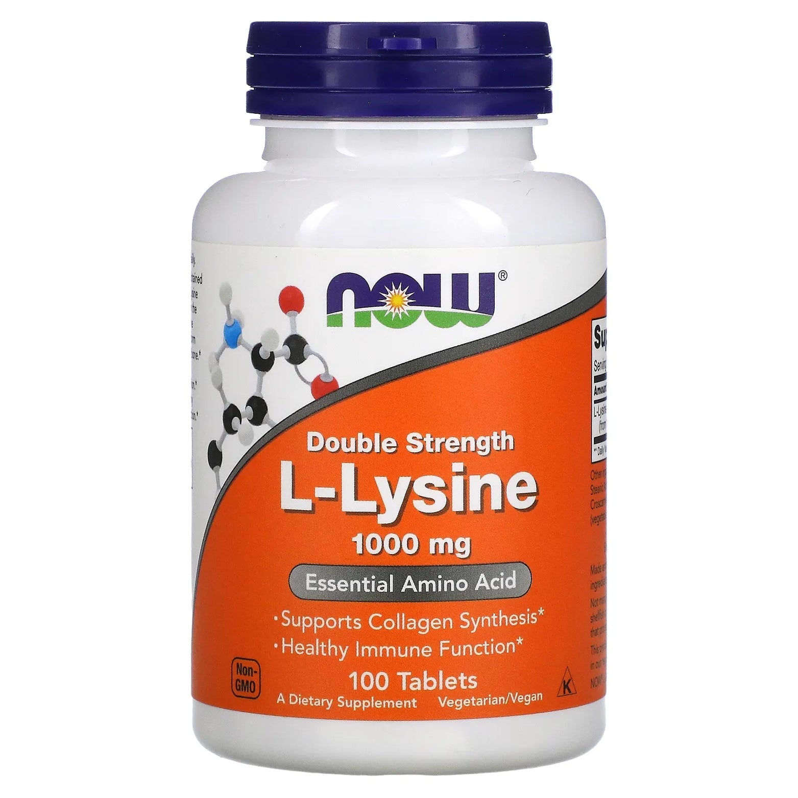 NOW Foods, Double Strength L-Lysine, 1,000 mg, 100 Tablets - Med7 Online