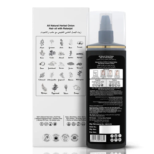 Soulflower Herbal Onion Hair Oil for All Hair Types, 220ml