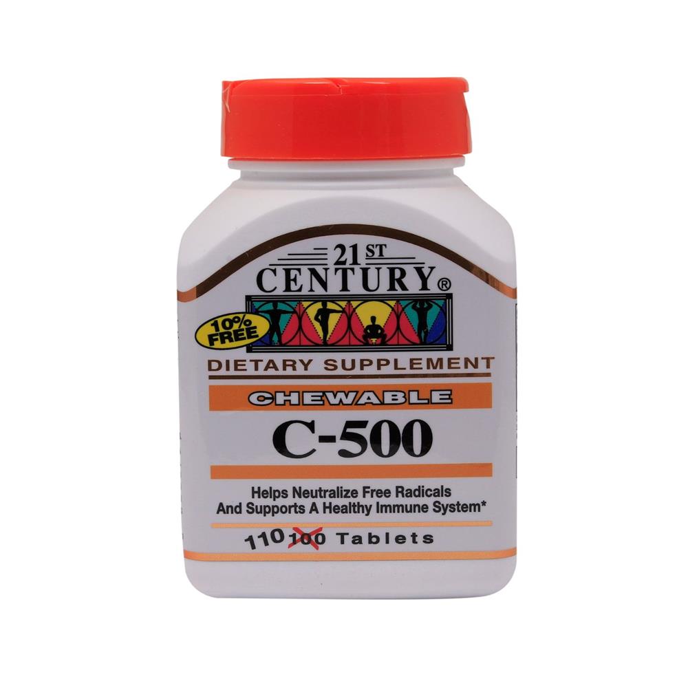 21st century chewable c 500mg orange flavored tablets 110's - Med7 Online