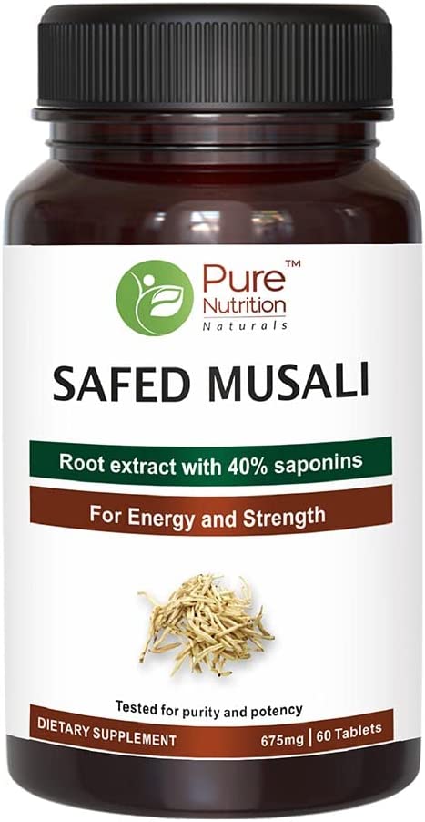 Pure Nutrition Safed Musli Root Extract  with 40% Saponins 60s