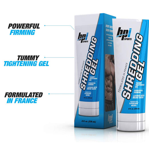 BPI Sports Shredding Gel - Skin Toning Gel for Men and Women with Caffeine and Palmitoyl Carnitine - Powered with Lipocare Vexel