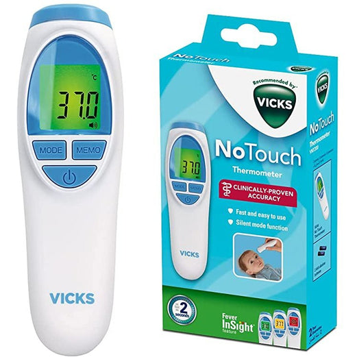 Vicks VNT200EU Thermometer with No Touch Technology Clinically Tested Accuracy, Fever InSight, Quiet Mode, Fast Measurement,White - Med7 Online