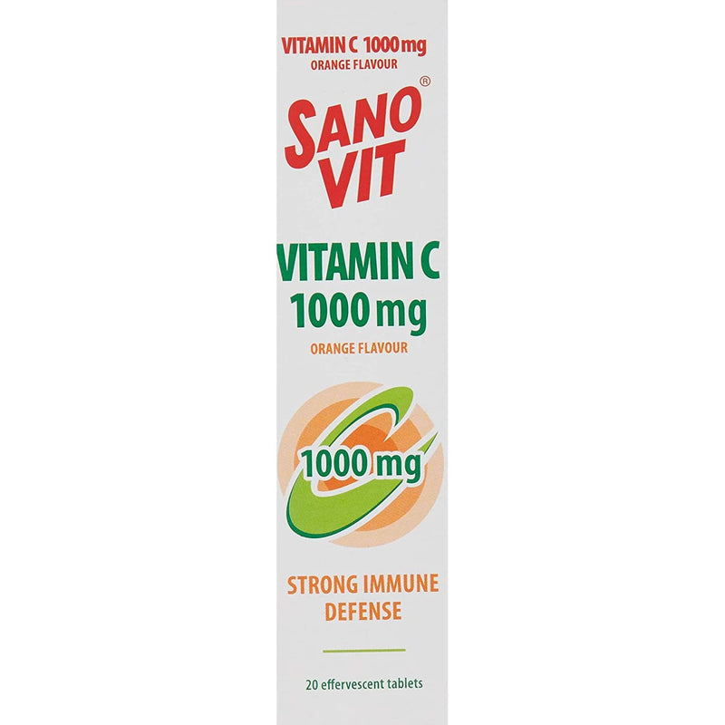 Sano Vit Vitamin C Effervescent Tablets Orange Flavour, 1000 mg, 20 Tablets