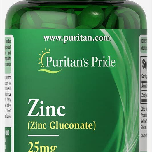 Puritan"s Pride Zinc Gluconate 25 mg-100 Tablets