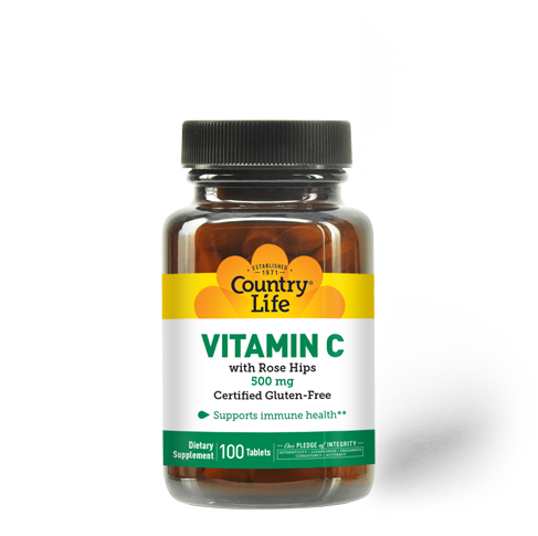 COUNTRY LIFE  Vitamin C With Rose Hips 500mg Tablets, 100 Tablets