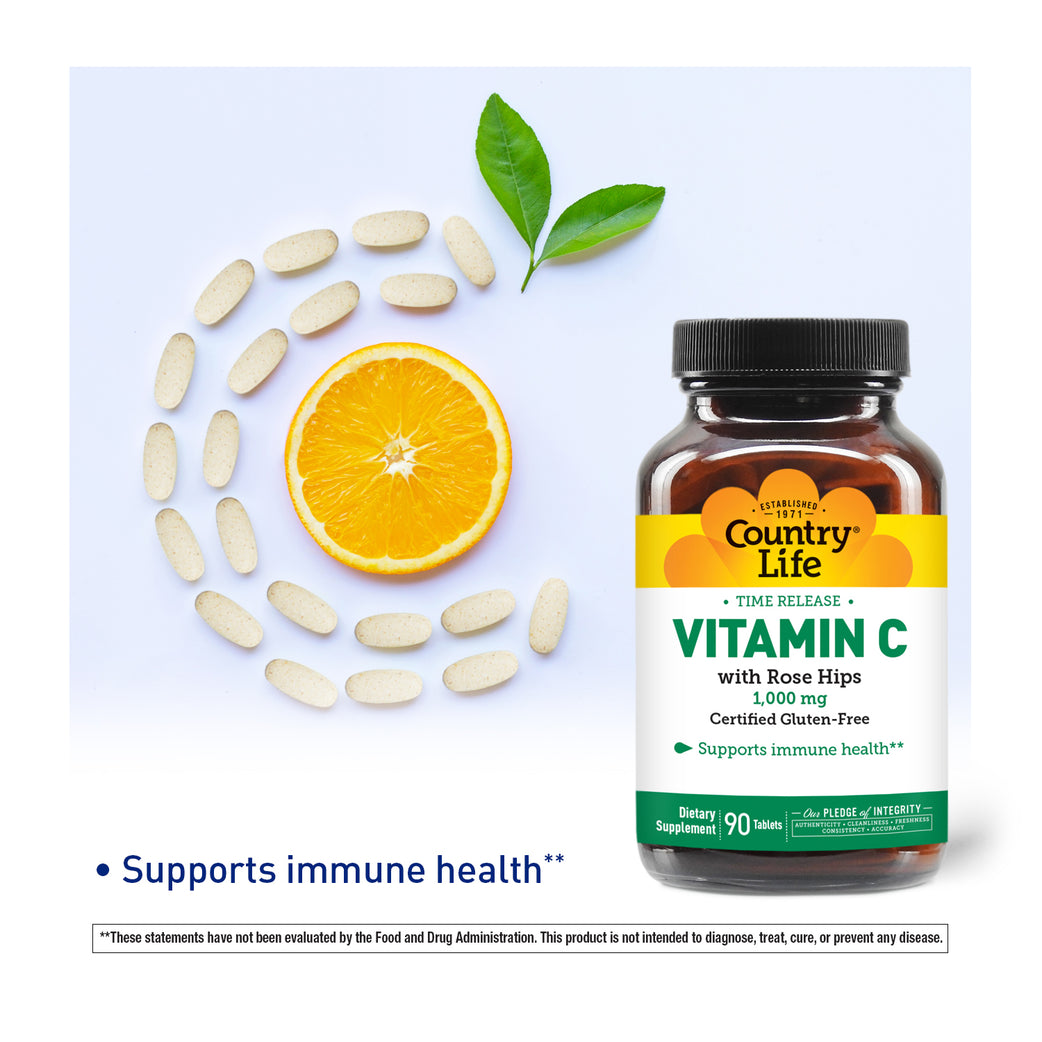 COUNTRY LIFE - Vitamin C With Rose Hips 1000mg Tablets 90's
