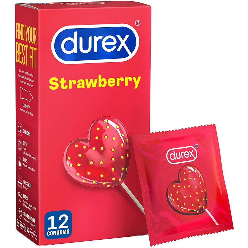 Durex Strawberry Flavored Condoms- Pack of 12 - Med7 Online