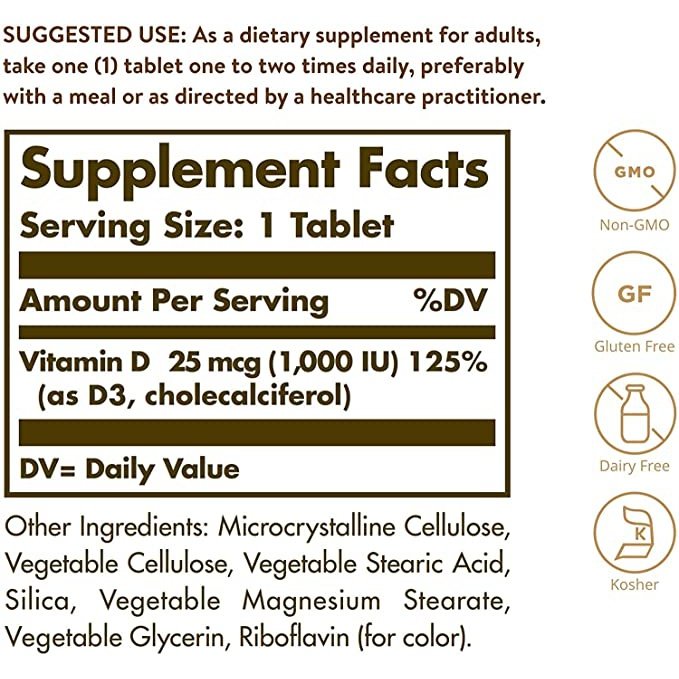 SOLGAR VITAMIN D3 (CHOLECALCIFEROL) 25 MCG (1000 IU) SOFTGELS - Med7 Online