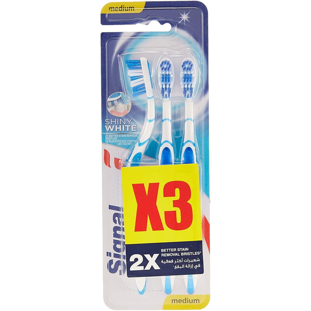 Signal Toothbrush Shiny White Medium Multipack x 3 pcs - Med7 Online