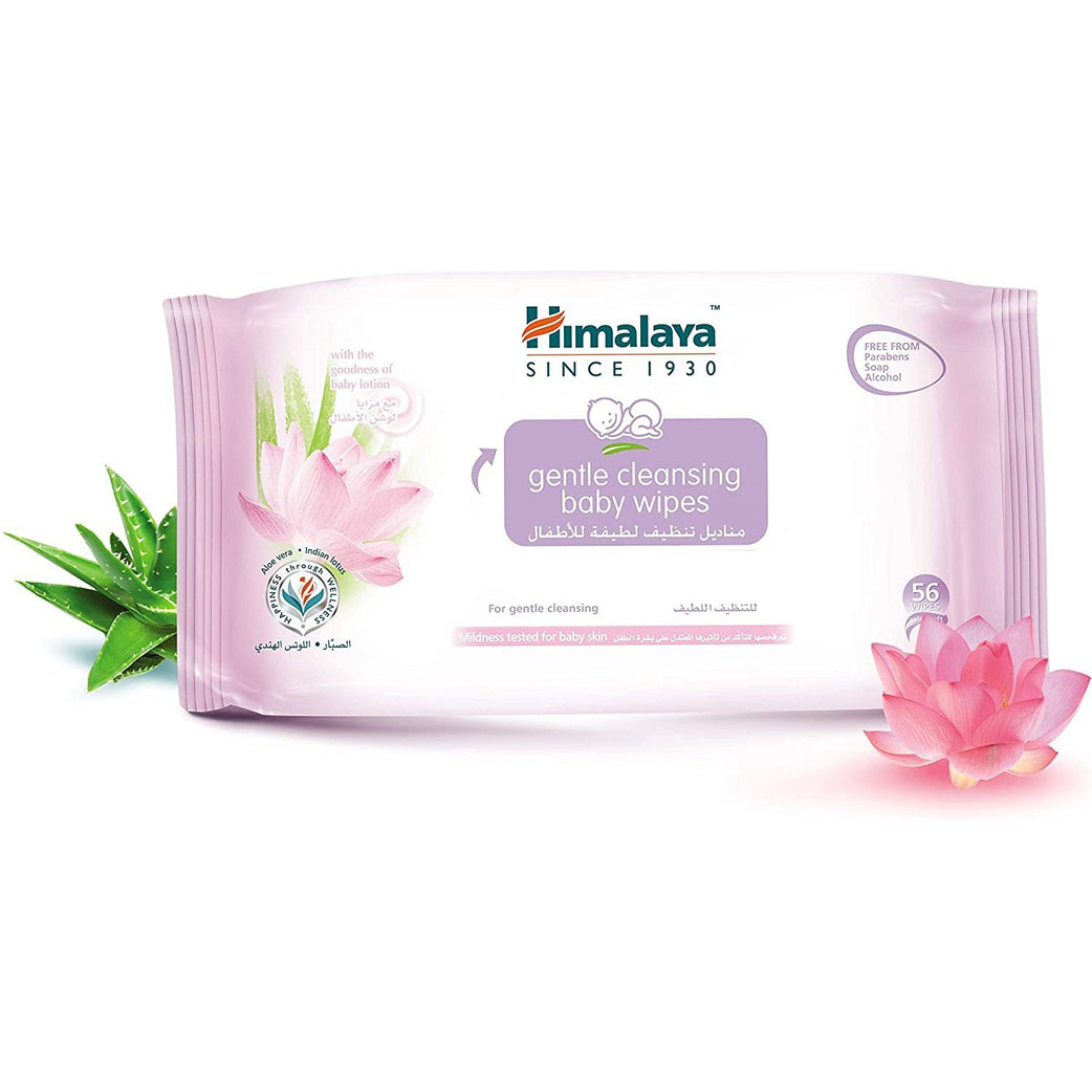 Himalaya Gentle Cleansing Baby Wipes - 56Pcs - NO ALCOHAL, NO PARABENS - Med7 Online