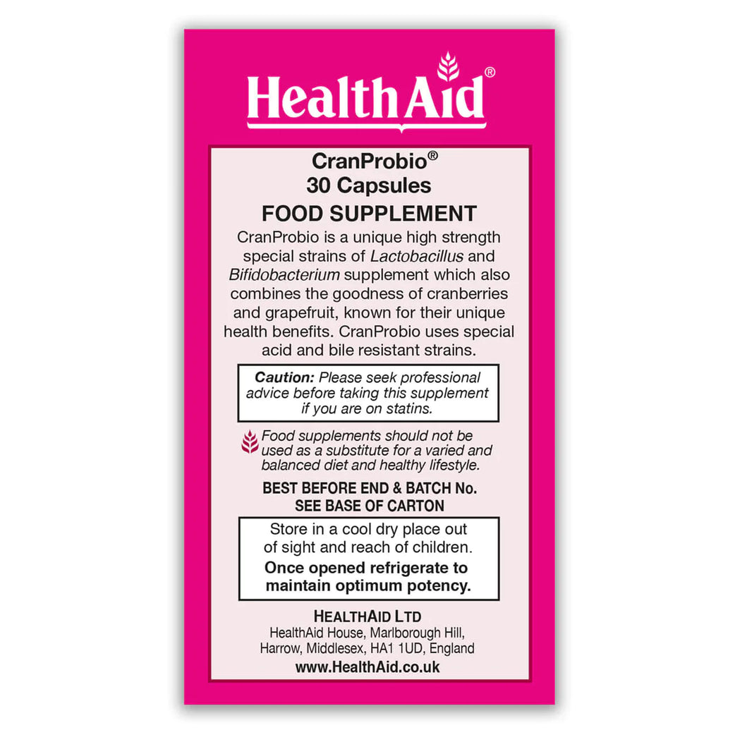 كبسولات كرانبروبيو من شركة هيلث إيد - 30 كبسولة
