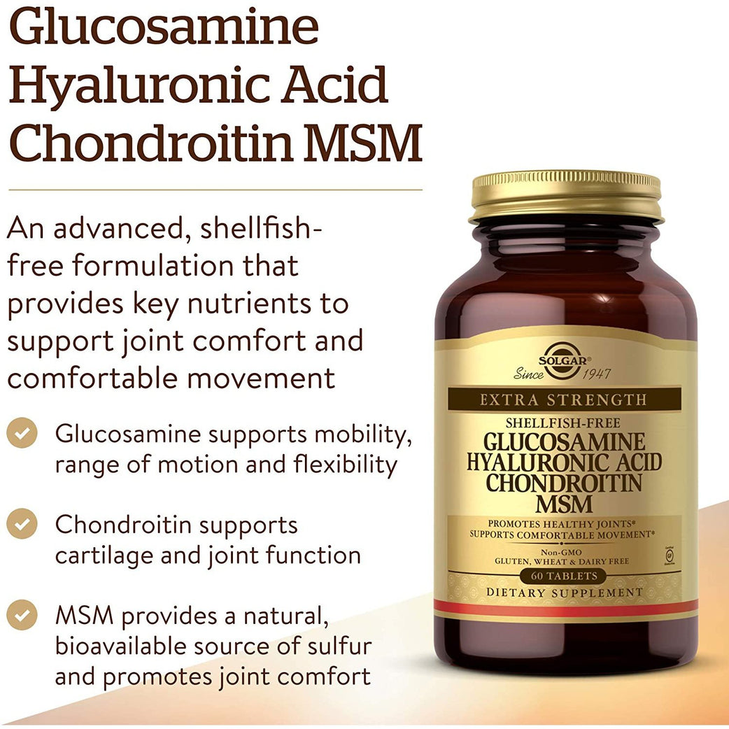 SOLGAR, Glucosamine Hyaluronic Acid Chondroitin MSM, 120 Tablets - Med7 Online