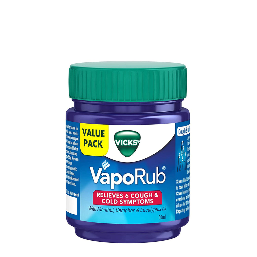 Vicks Vaporub 50ml,  (Relief From Cold, Cough, Blocked Nose, Headache, Body Ache, Muscular Stiffness And Breathing Difficulty) - Med7 Online
