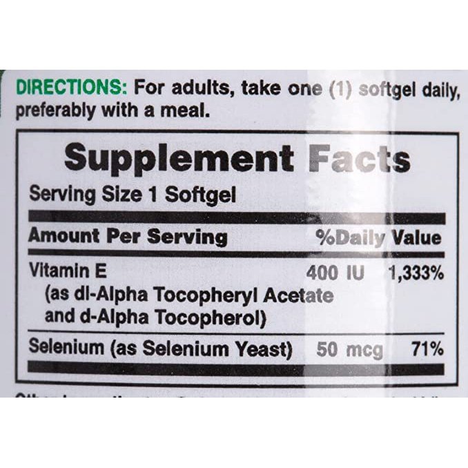 Nature's Bounty E-400IU with Selenium 50 mcg Softgels 30's - Med7 Online