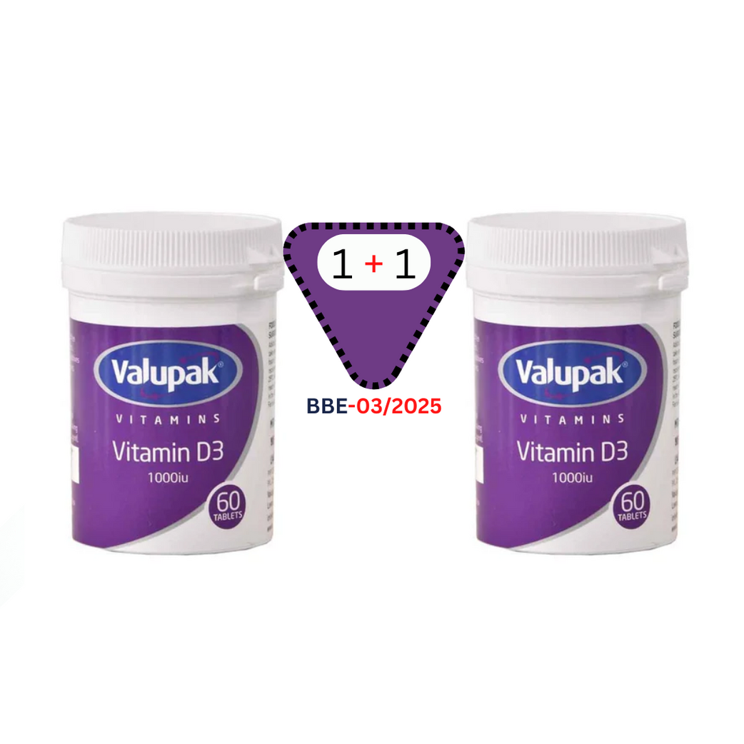 VALUPAK Vitamin D3 1000iu 60 Tabs 1+ 1 Offer