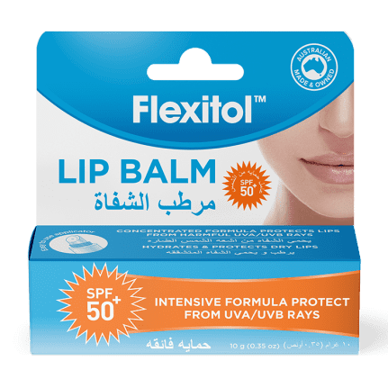 Flexitol Lip Balm SPF 50+ is a medicated lip balm for the treatment of extreme dry lip conditions with ultra-protectant SPF 50+, to protect chapped lips from the sun.  Can be used during the day before going out in the sun Ultra-protectant – combination of 7 active sunscreen ingredients provides broad spectrum sun protection Intense moisturising with around 60% moisturising emollients 2.5% Urea provides necessary exfoliation Combination of Camphor, Menthol And Clove Oil provides antiseptic, anti-itch, mild 