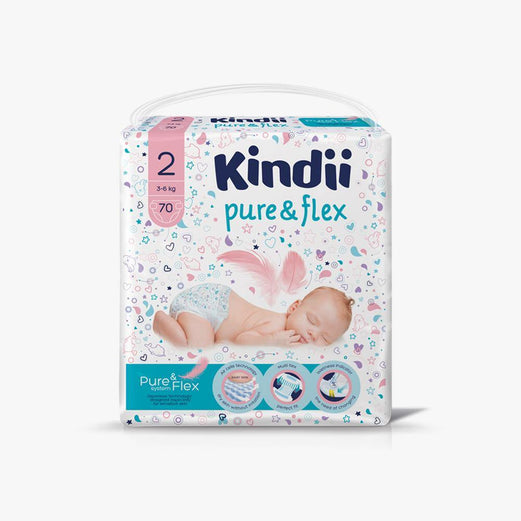 Kindii Pure & Flex Baby Diaper Size 2. (Mini 3-6kg) 70pcs - Med7 Online