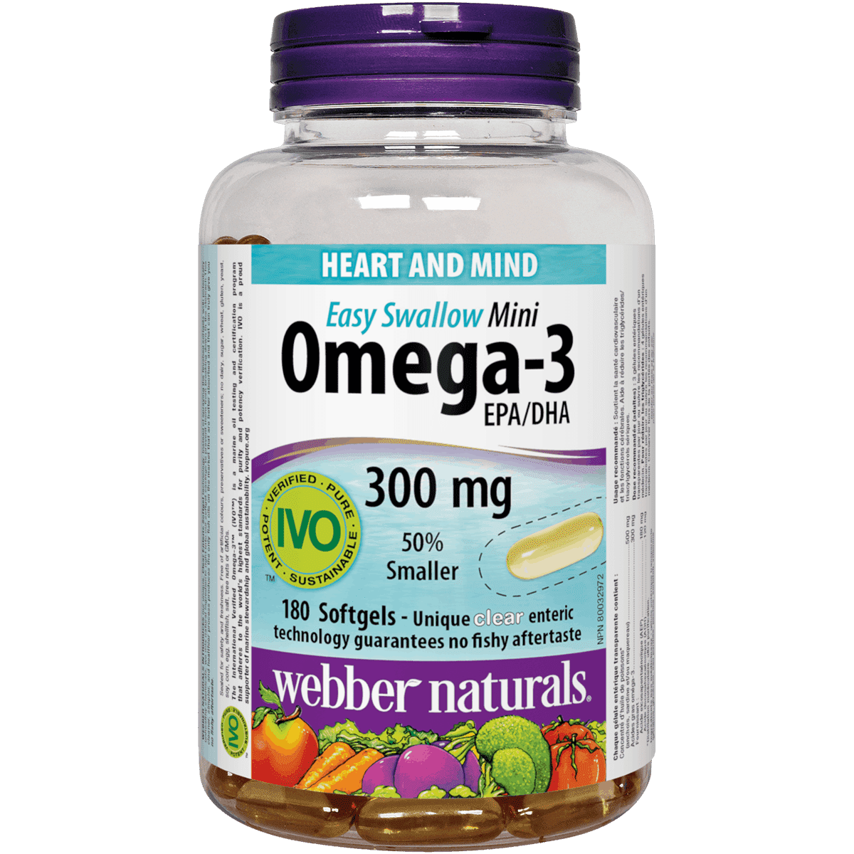 Webber Naturals Omega-3 Mini 300 mg EPA/DHA Easy Swallow 180 softgels - Med7 Online