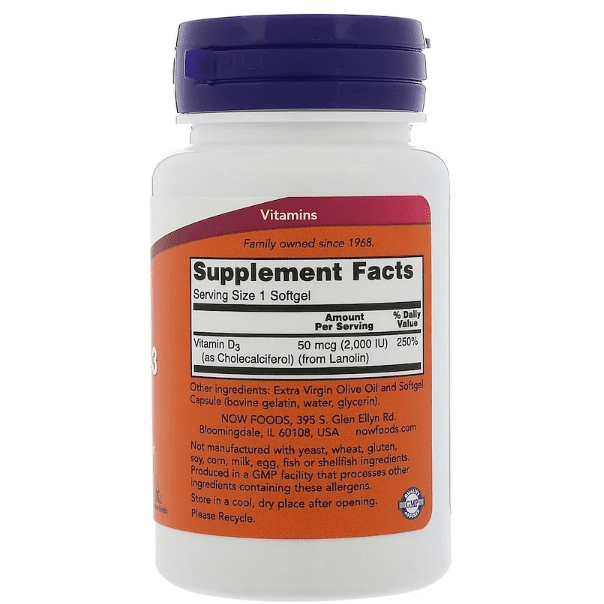 NOW HIGH POTENCY VITAMIN D3 2000IU SOFTGEL 120s