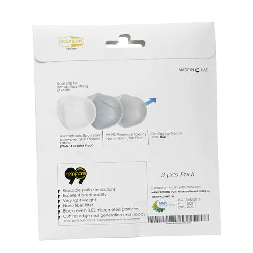 Respilon Respicare99 Nano Fiber Filter Mask 3s Pack - Med7 Online