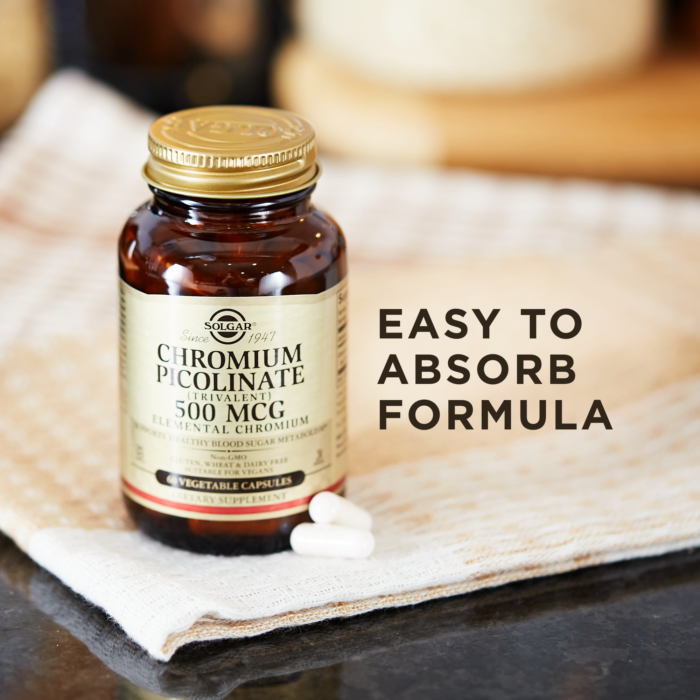 SOLGAR CHROMIUM PICOLINATE 500 MCG VEGETABLE CAPSULES - Med7 Online