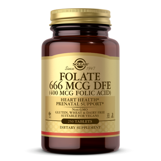 SOLGAR FOLATE 666 MCG DFE (FOLIC ACID 400 MCG) TABLETS  250S - Med7 Online