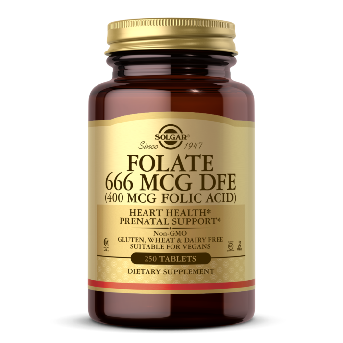 SOLGAR FOLATE 666 MCG DFE (FOLIC ACID 400 MCG) TABLETS  250S - Med7 Online