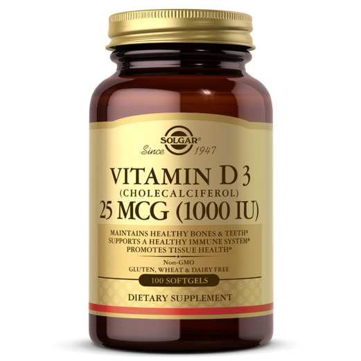 SOLGAR VITAMIN D3 (CHOLECALCIFEROL) 25 MCG (1000 IU) SOFTGELS - Med7 Online