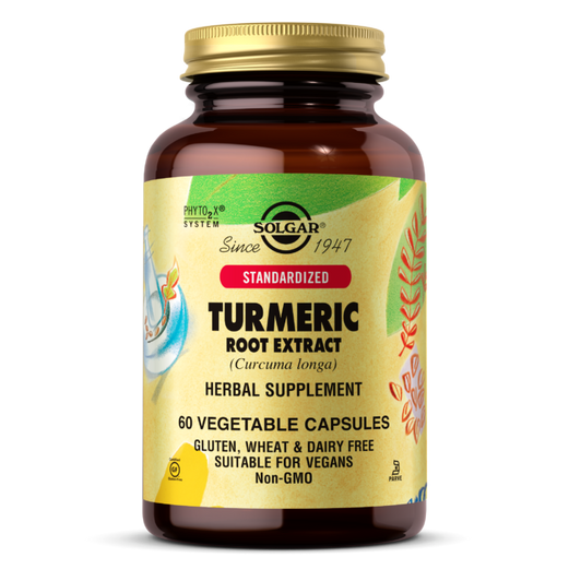 SOLGAR STANDARDIZED TURMERIC ROOT EXTRACT VEGETABLE CAPSULES 60S - Med7 Online